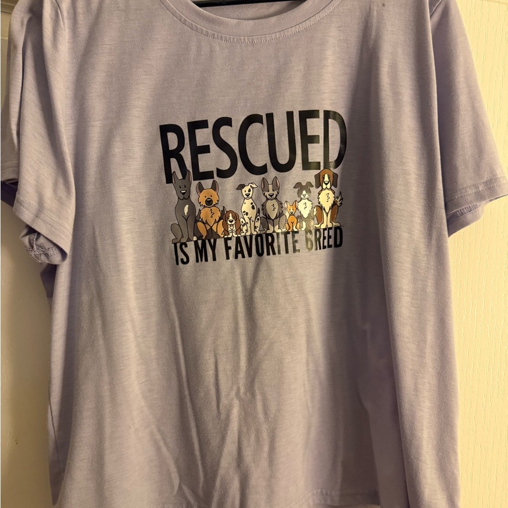 Purple Short Sleeve Tee Rescued Is My Favorite Breed